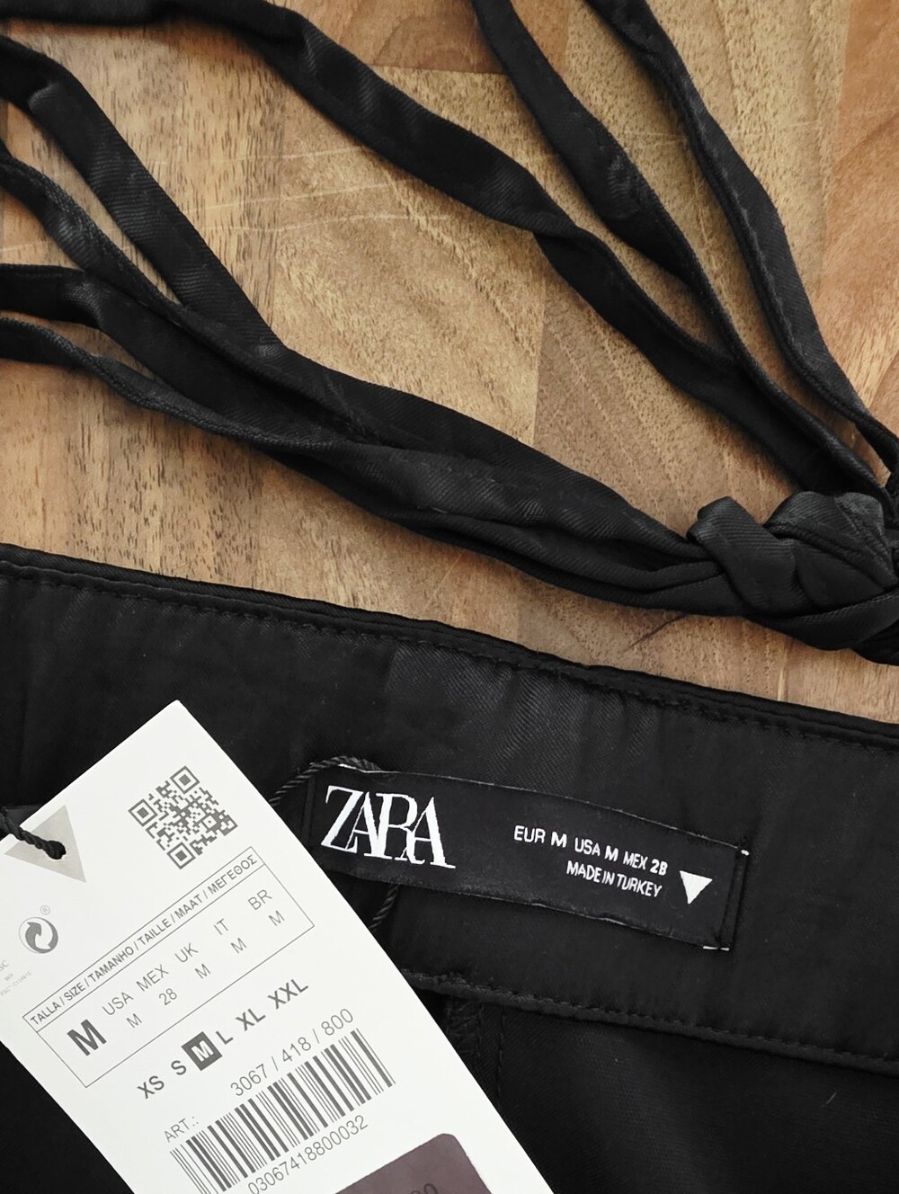 Zara BLOGGER'S FAVE High Rise Black Satin Pants With Waist Drawstring Medium NWT - Picture 12 of 13